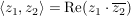 $ \langle z_1,z_2\rangle=\operatorname{Re}(z_1\cdot{}\overline{z_2}) $