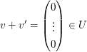 $ v+v'=\vektor{0\\\vdots\\0}\in U $