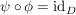 $ \psi\circ\phi=\operatorname{id}_D $